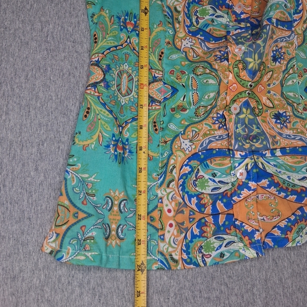 Tizzie Long Sleeve Button Up Blouse Preppy Paisley Bright Colorful Cotton Size S - Picture 15 of 16